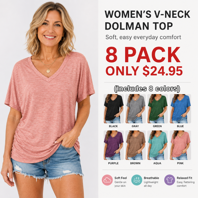 Soft V-Neck Loose Fit T-Shirt with Side Ruching