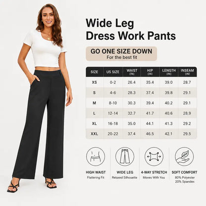 Women's Wide Leg Dress Pants High Waist Business Casual Office Trousers