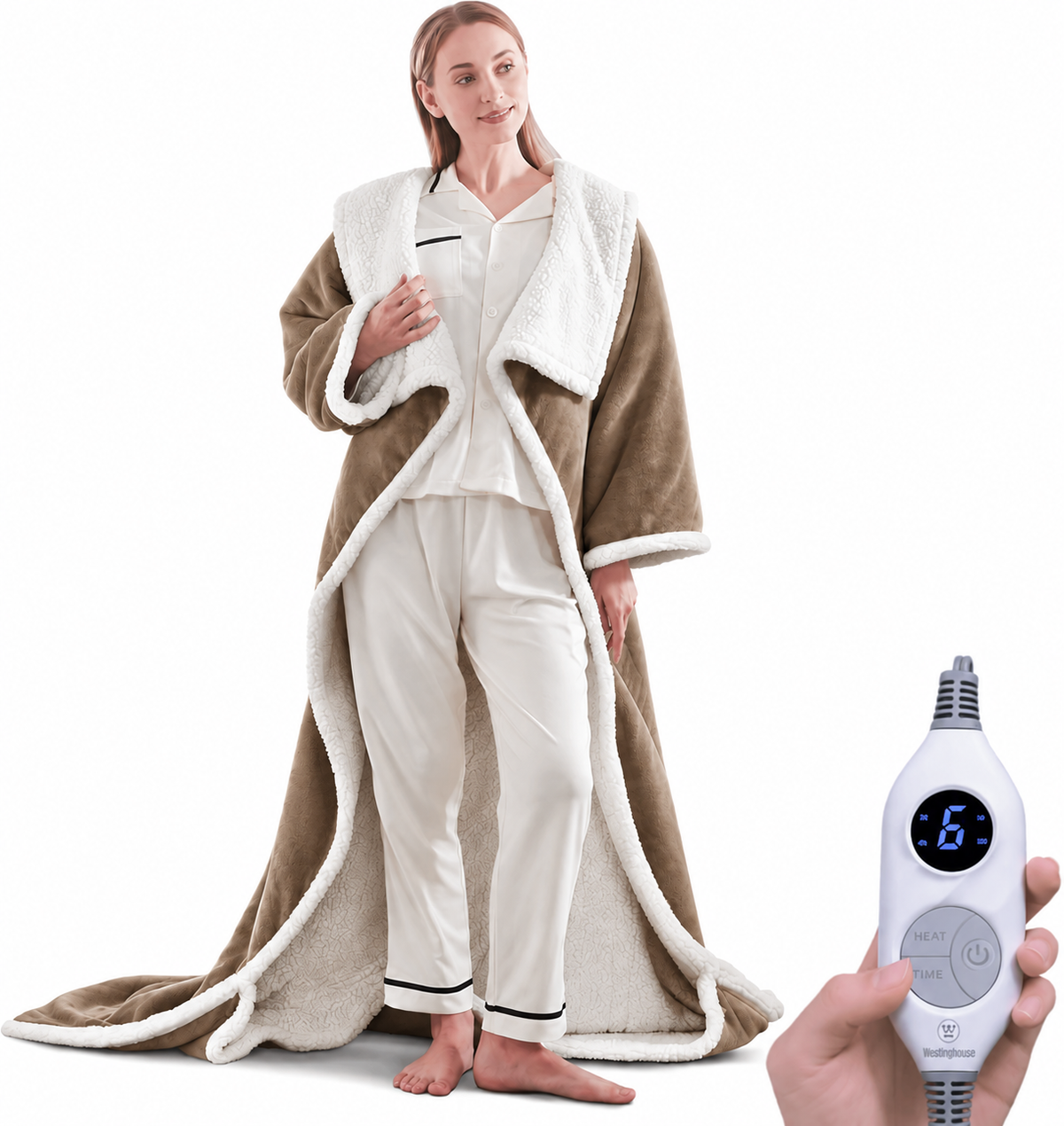 Christmas Limited Edition🔥Wearable Heated Blanket with Foot Pocket Sherpa🔥Overheat Protection & Auto Shut-Off