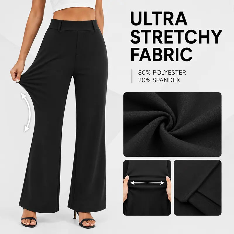 Women's Wide Leg Dress Pants High Waist Business Casual Office Trousers