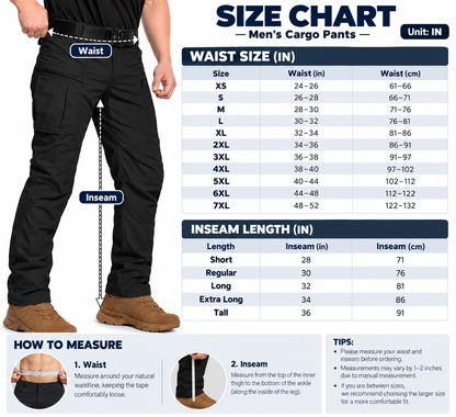Men's Ripstop Water-Resistant Tactical Cargo Pants