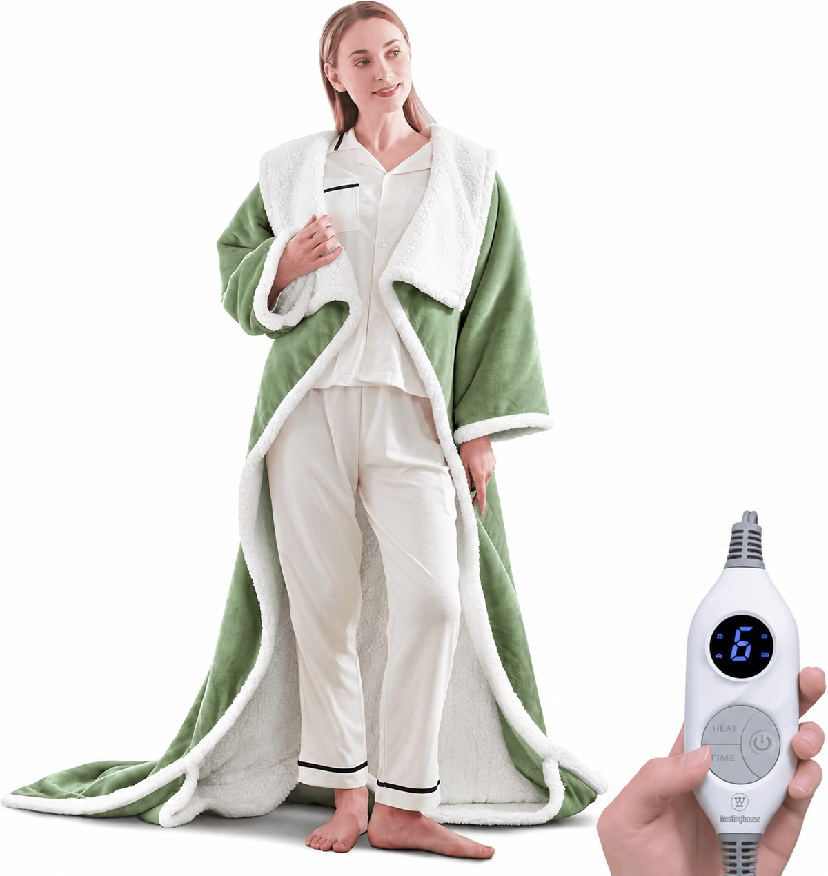 Christmas Limited Edition🔥Wearable Heated Blanket with Foot Pocket Sherpa🔥Overheat Protection & Auto Shut-Off