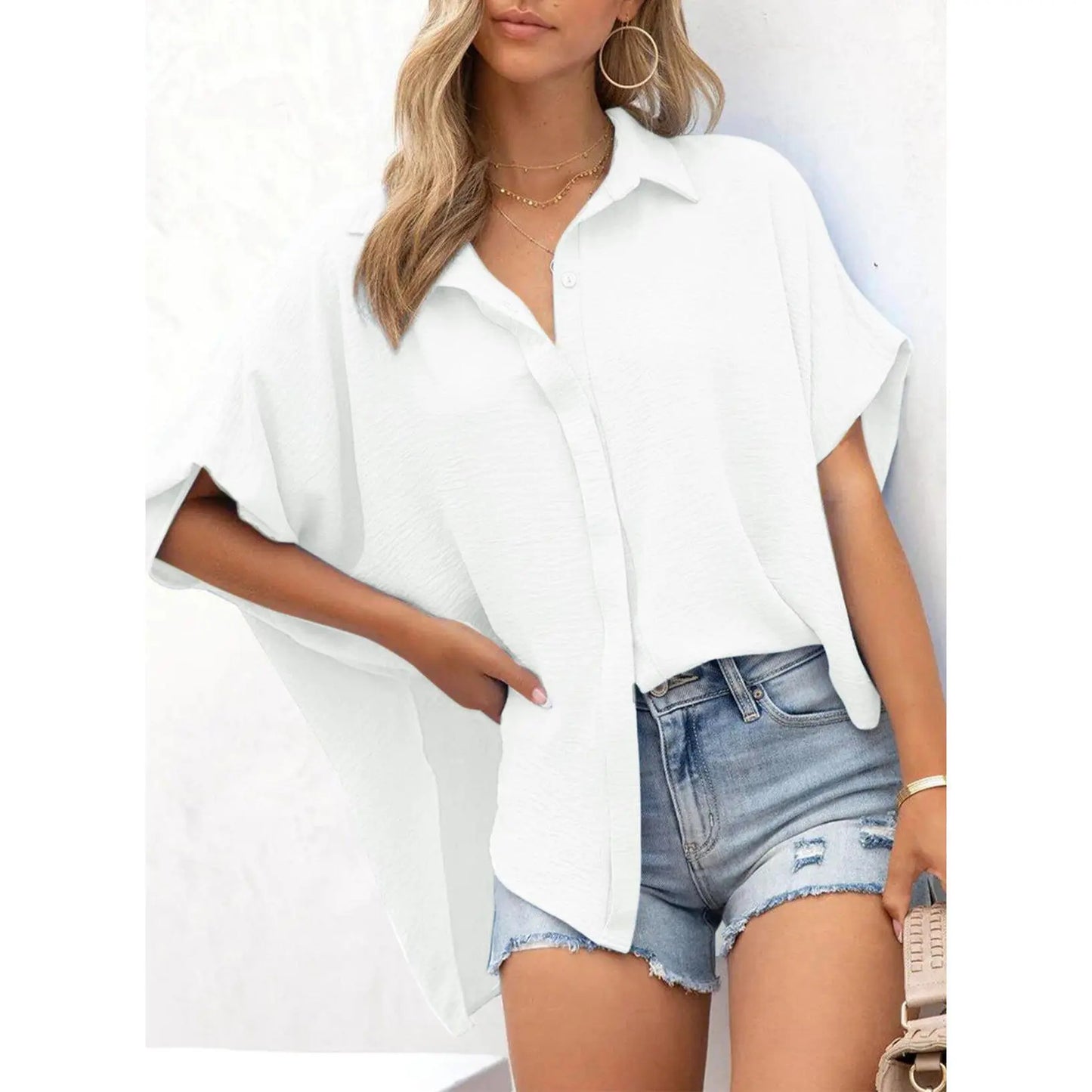 ⚡️Ends Today: 80% OFF! 🔥Women's Casual V Neck Button Down Blouse