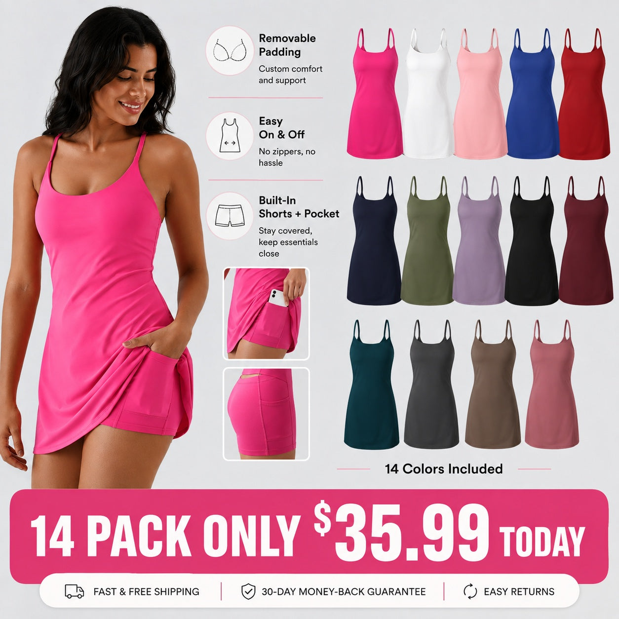 【Must‑Have Pick】Plush Backless Active Dress - Easy Peezy