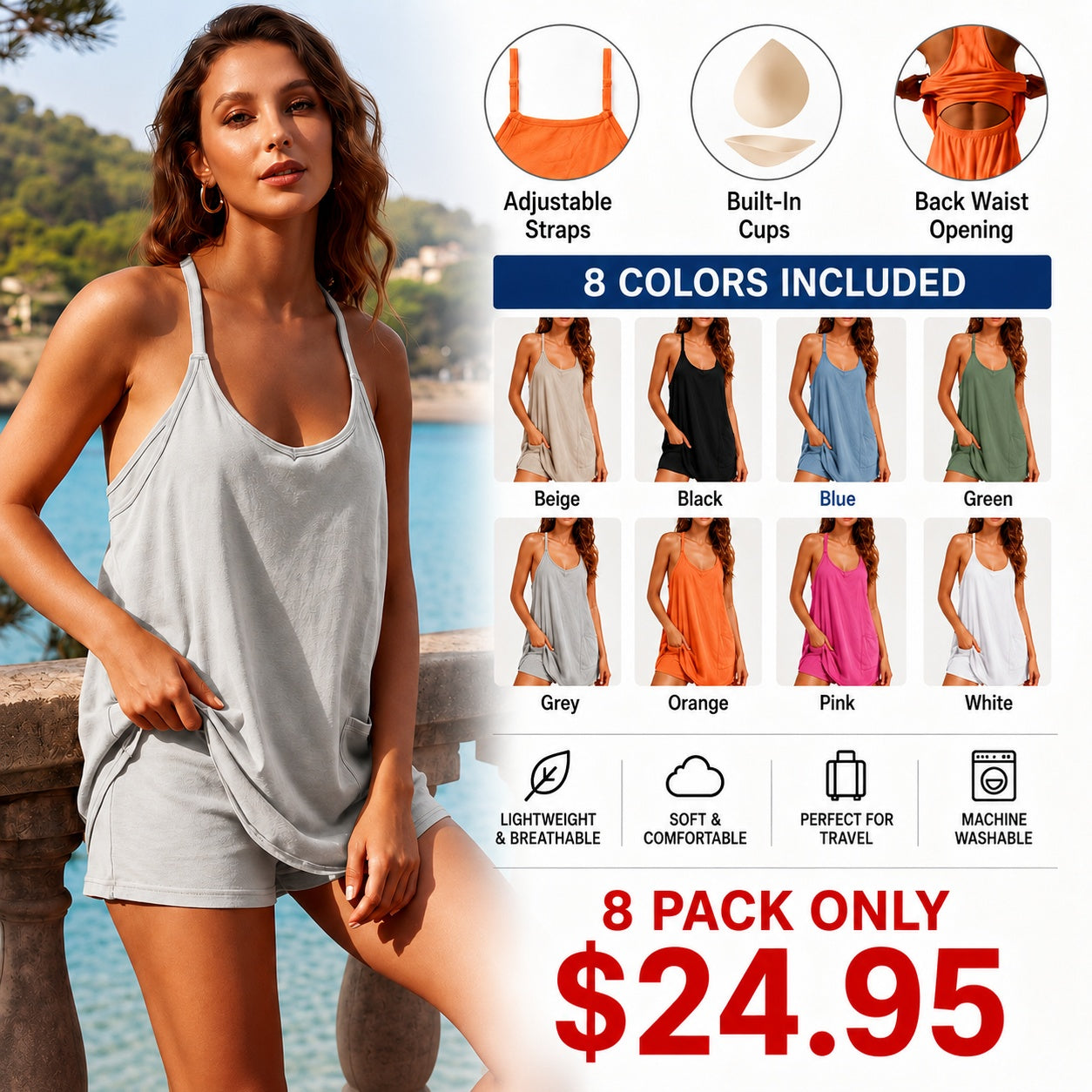 Lounge Dress with Built-In Shorts & Pockets