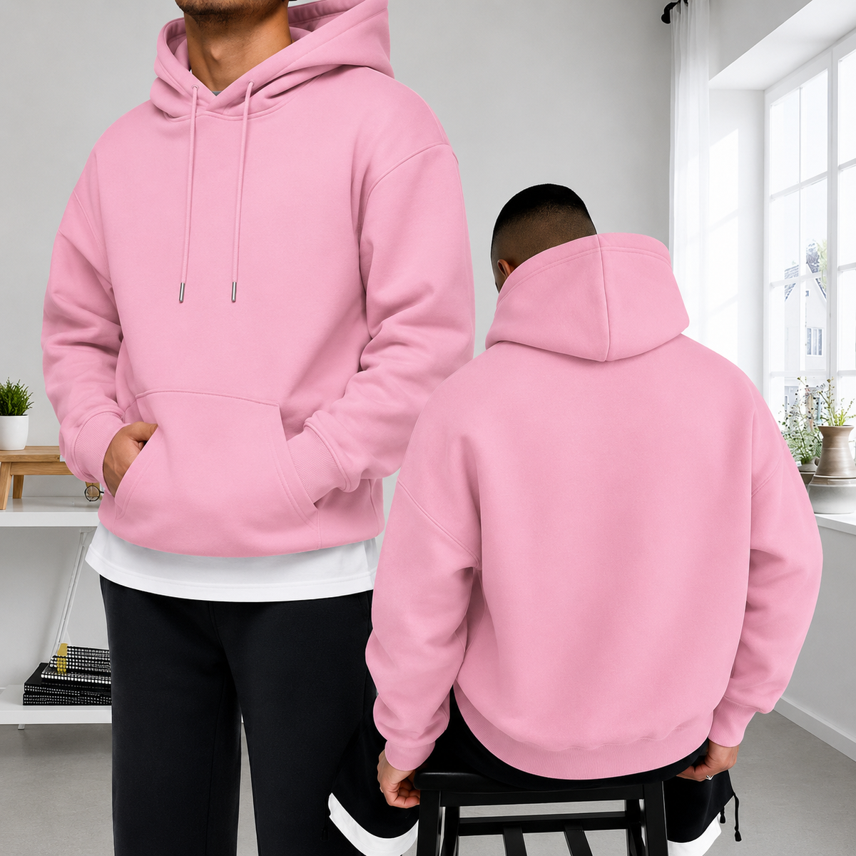 Men's Saint Muerte Skull Rose Print Hoodie