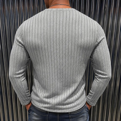 Men’s Slim Fit Ribbed Henley Shirt