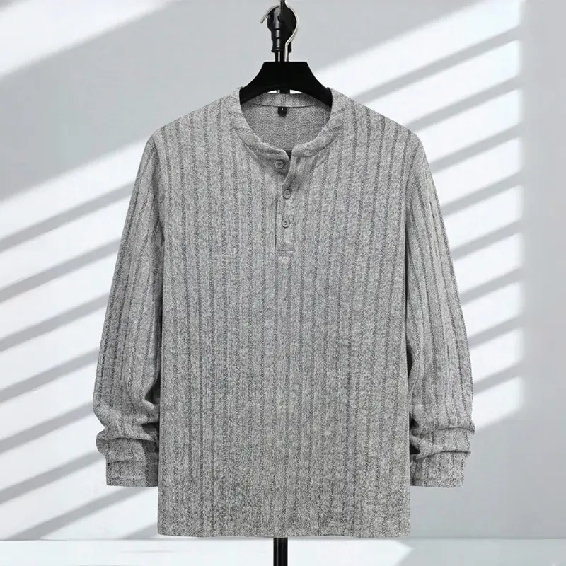 Men’s Slim Fit Ribbed Henley Shirt