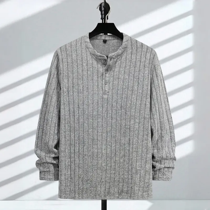 Men’s Slim Fit Ribbed Henley Shirt