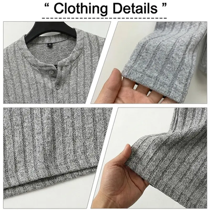 Men’s Slim Fit Ribbed Henley Shirt