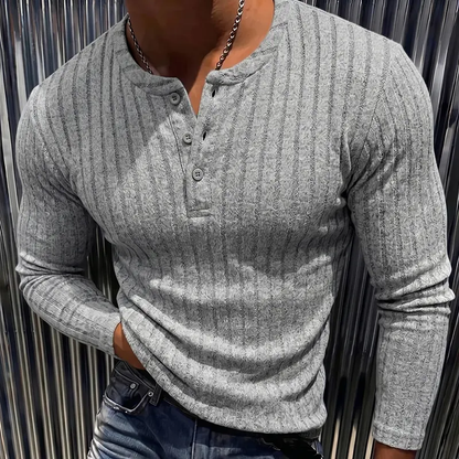 Men’s Slim Fit Ribbed Henley Shirt