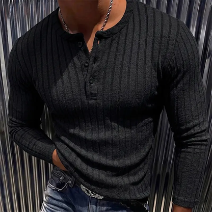 Men’s Slim Fit Ribbed Henley Shirt