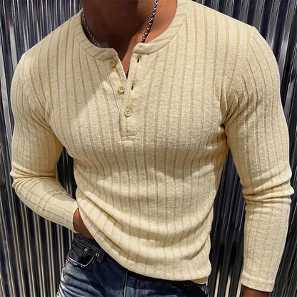Men’s Slim Fit Ribbed Henley Shirt