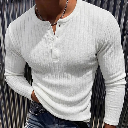 Men’s Slim Fit Ribbed Henley Shirt