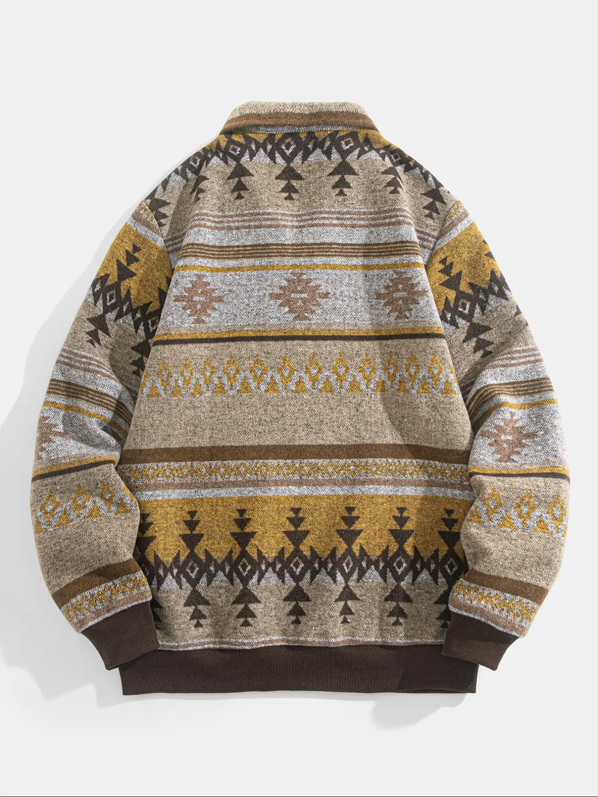 Men's Ethnic Pattern Half Zip Up Mock Neck Jacket