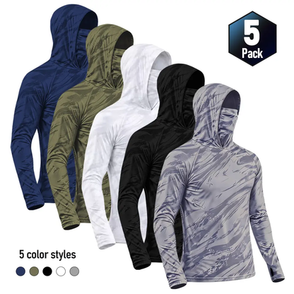 Men's Quick-dry Breathable Sun Protection Hooded Long Sleeve T- with Face Mask