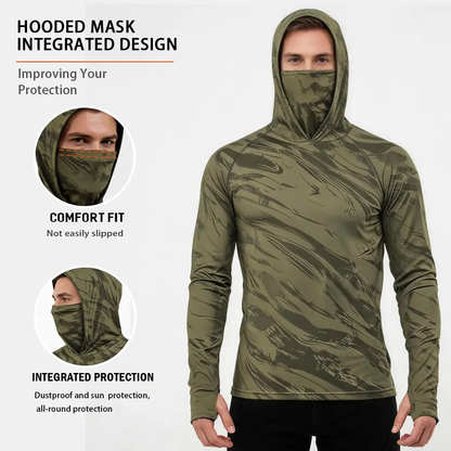 Men's Quick-dry Breathable Sun Protection Hooded Long Sleeve T- with Face Mask