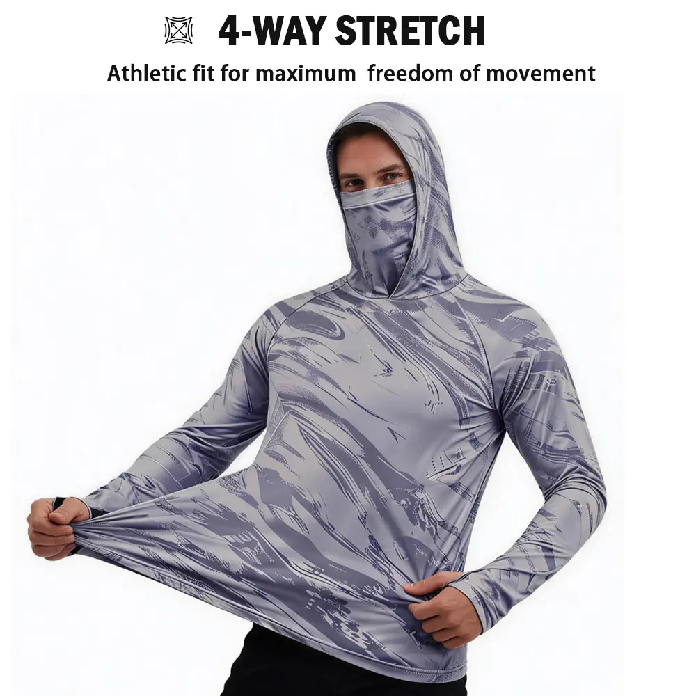 Men's Quick-dry Breathable Sun Protection Hooded Long Sleeve T- with Face Mask