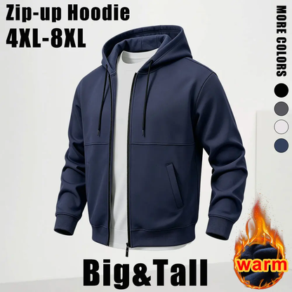 Plus-size men’s zip-up fleece hoodie sweatshirt