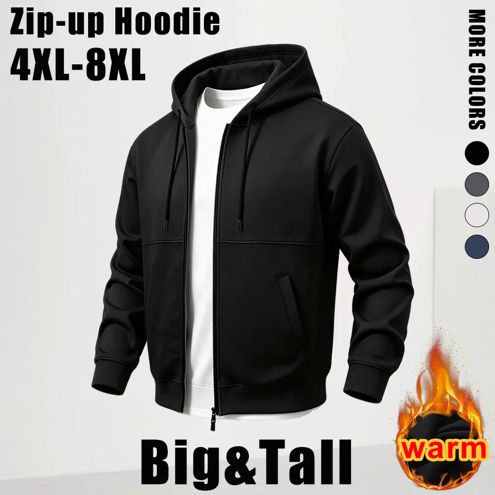 Plus-size men’s zip-up fleece hoodie sweatshirt