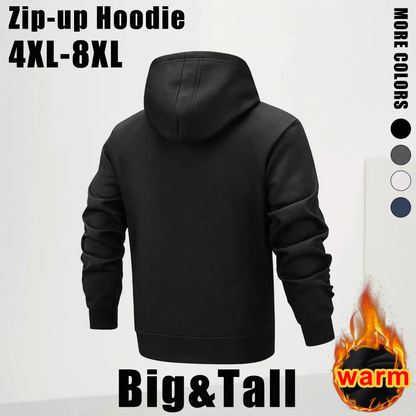 Plus-size men’s zip-up fleece hoodie sweatshirt
