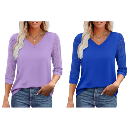 Womens Tops V-Neck Lace Tunic Tops