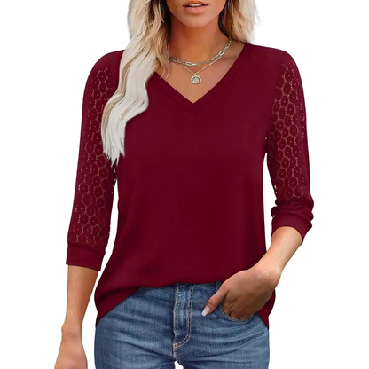 Womens Tops V-Neck Lace Tunic Tops