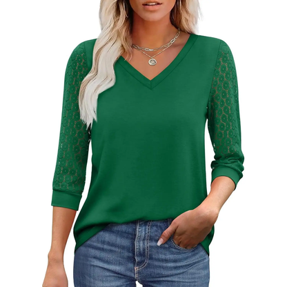 Womens Tops V-Neck Lace Tunic Tops