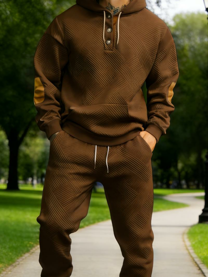 Men's 2-Piece Textured Hoodie Sweatsuit Set Outfit