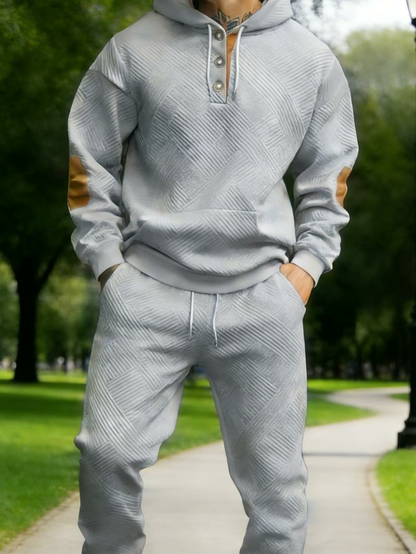 Men's 2-Piece Textured Hoodie Sweatsuit Set Outfit