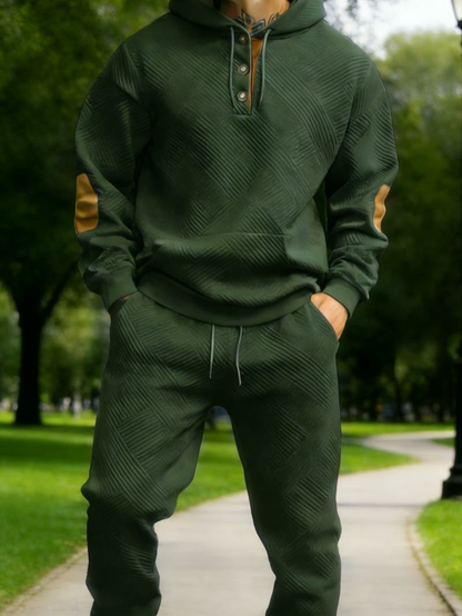 Men's 2-Piece Textured Hoodie Sweatsuit Set Outfit
