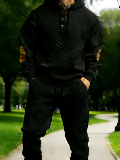 Men's 2-Piece Textured Hoodie Sweatsuit Set Outfit