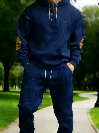 Men's 2-Piece Textured Hoodie Sweatsuit Set Outfit