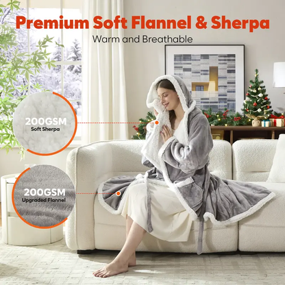 Women’s Wearable Heated Sherpa Blanket with Sleeves & Hood
