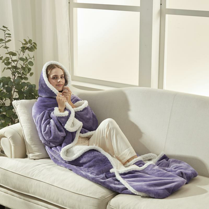 Women’s Wearable Heated Sherpa Blanket with Sleeves & Hood