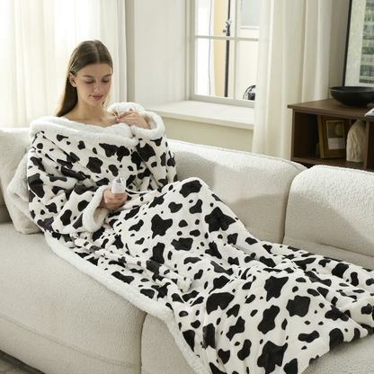 Women’s Wearable Heated Sherpa Blanket with Sleeves & Hood
