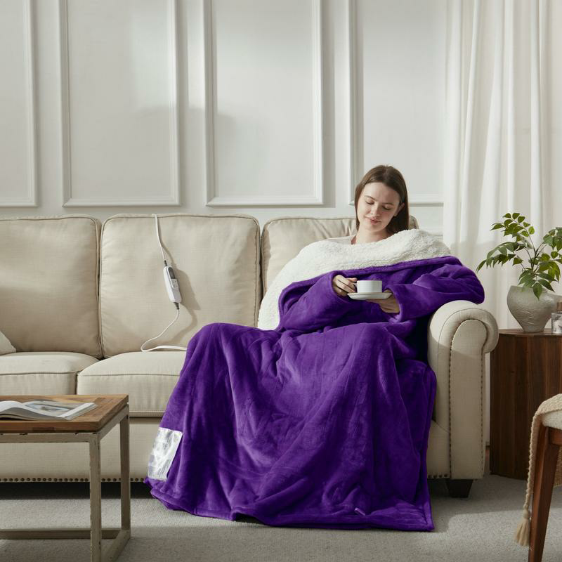 Women’s Wearable Heated Sherpa Blanket with Sleeves & Hood