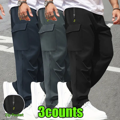 Men's Plain Multi-Pocket Utility Pants
