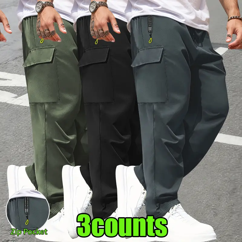 Men's Plain Multi-Pocket Utility Pants