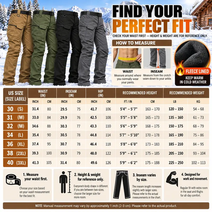 Men's Fleece-Lined Tactical Cargo Pants
