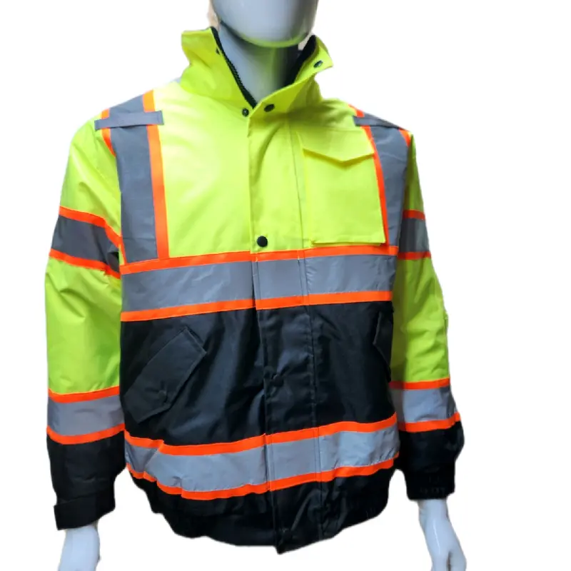 Men's High-Visibility Reflective Waterproof Hooded Work Jacket