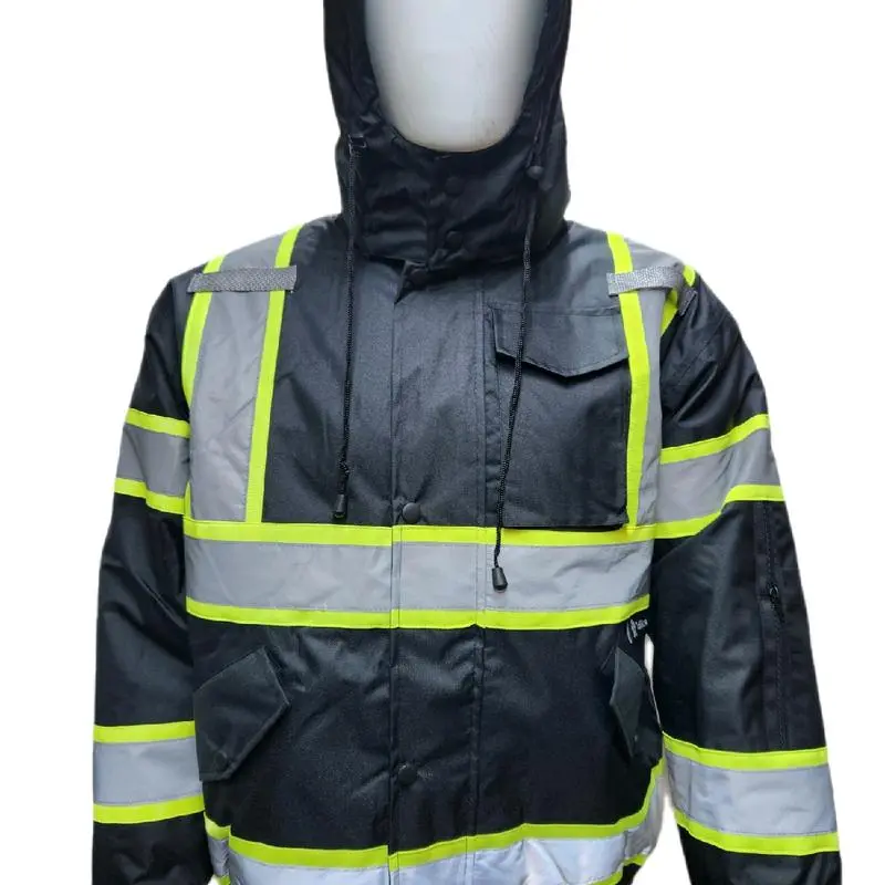 Men's High-Visibility Reflective Waterproof Hooded Work Jacket