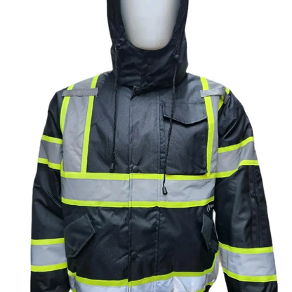 Men's High-Visibility Reflective Waterproof Hooded Work Jacket