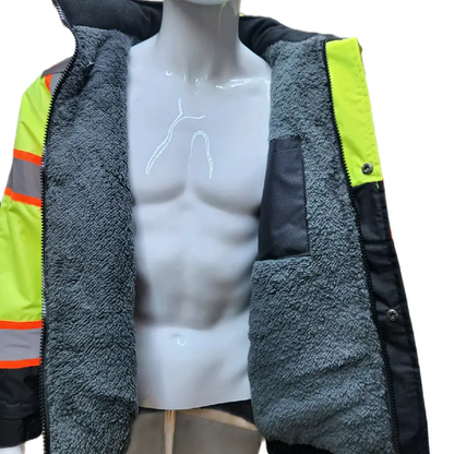 Men's High-Visibility Reflective Waterproof Hooded Work Jacket