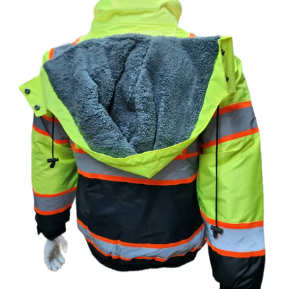 Men's High-Visibility Reflective Waterproof Hooded Work Jacket