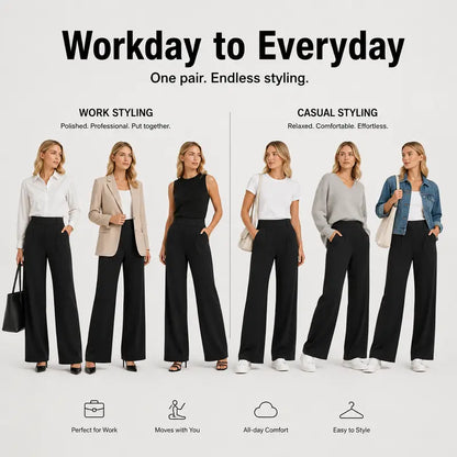 Women's Wide Leg Dress Pants High Waist Business Casual Office Trousers