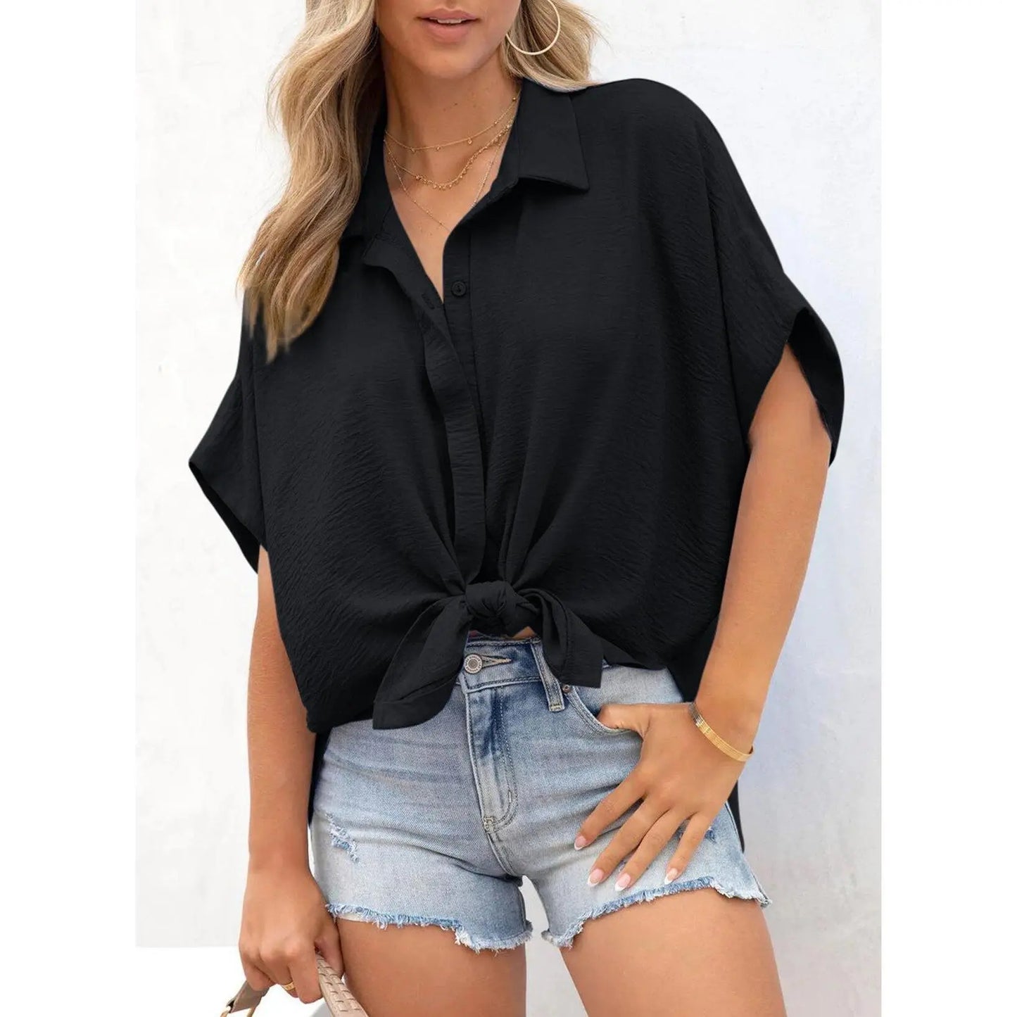⚡️Ends Today: 80% OFF! 🔥Women's Casual V Neck Button Down Blouse