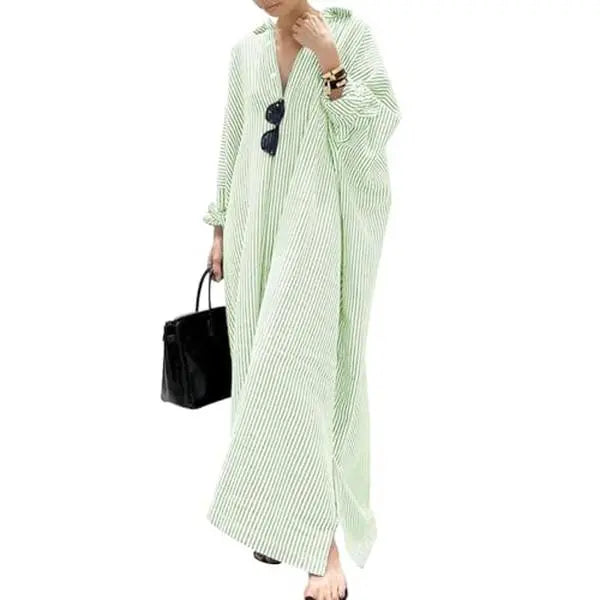 🏆 Summer sale: 80% OFF! 🔥Women's Casual Striped Cotton Maxi Shirt Dress