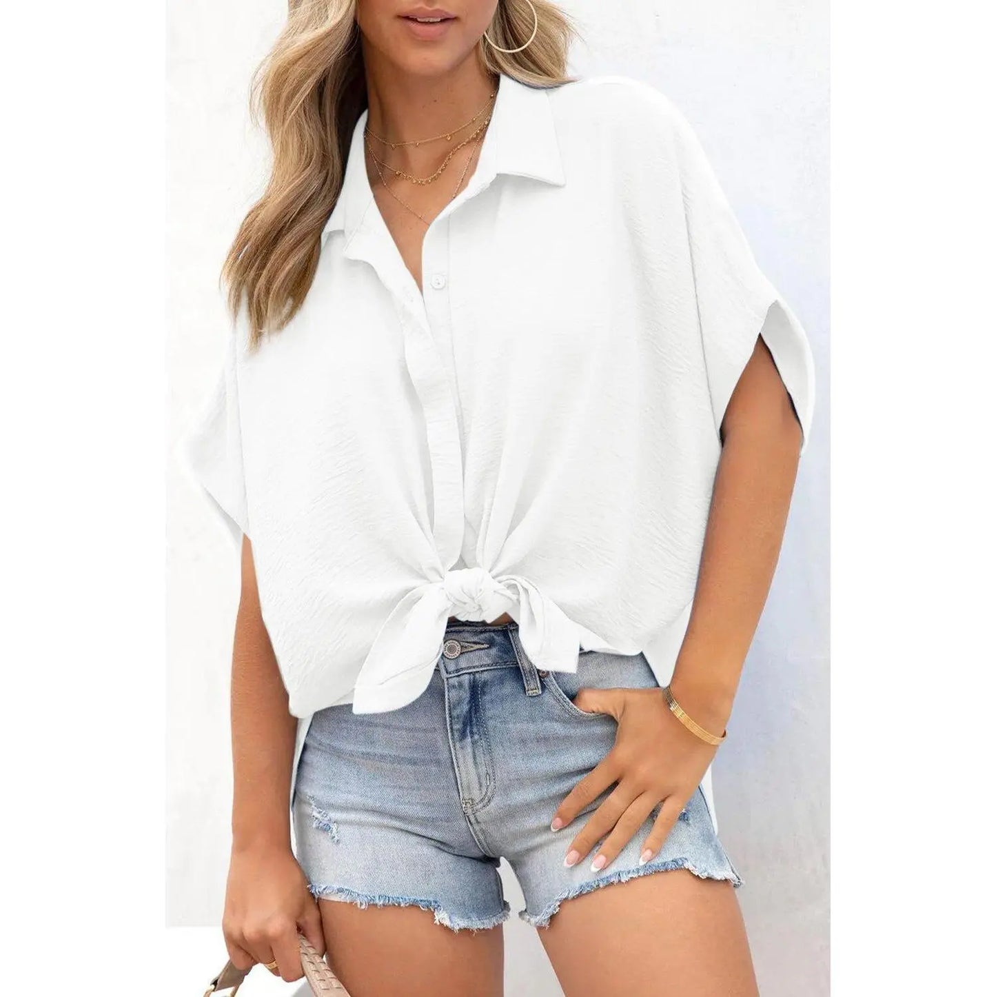 ⚡️Ends Today: 80% OFF! 🔥Women's Casual V Neck Button Down Blouse