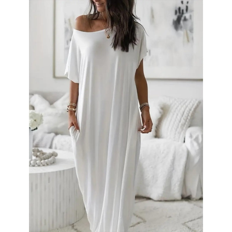 Women's Casual Batwing Sleeve Comfy Dress - with Pockets